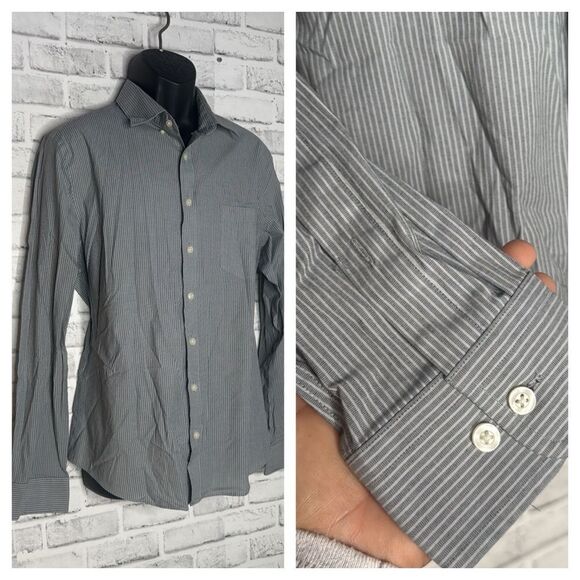 Goodfellow & Company Gray Striped Slim Fit Button Down Shirt Size Large - Picture 6 of 6